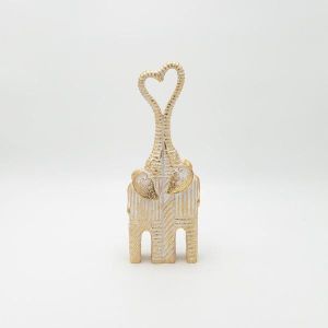 Elephants - polyresin heart gold 11x5.5x30cm