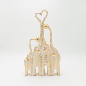 Elephants - polyresin heart gold 23x6x41cm