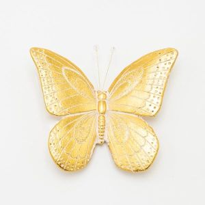 Wall decor with butterflies, polyresin, golden, 14x2.5x14cm