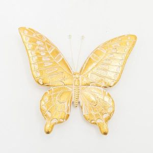 Wall decor with butterflies, polyresin, golden, 19x3x19cm