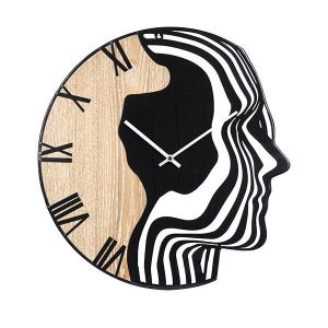 Wall clock metal - wood black - brown 48x3.5x49.5cm