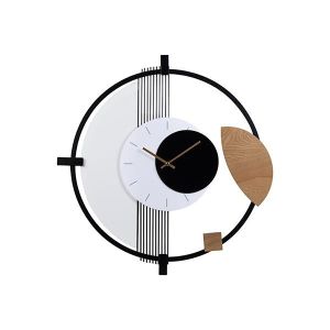 Wall clock metal-wood black-white-brown 60x4x60cm