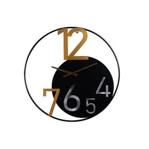 Wall clock metal-wood black-gold 60x4x60cm