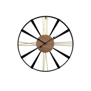 Wall clock metal-wood black-gold 60x4x60cm