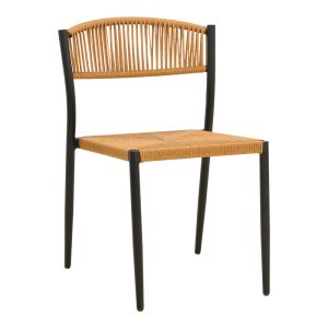 CHAIR CURA, ALUMINUM IN BLACK - RATTAN IN NATURAL COLOR 53X59X78CM