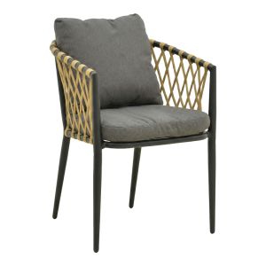 CHAIR PELUXE ALUMINUM ANTHRACITE-PE ROPE NATURAL-GRAY CUSHIONS 57X60X78CM