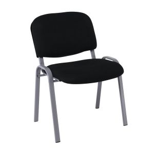 Sigma chair, silver metal, black fabric