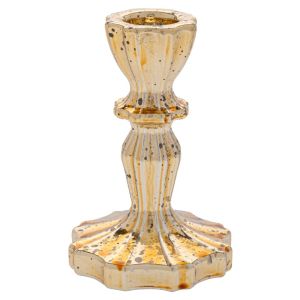 GLASS GOLDEN CANDLEHOLDER 6.9X10.7CM.