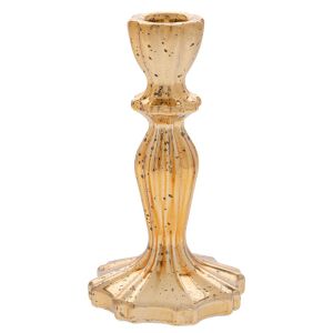 GLASS GOLDEN CANDLEHOLDER 8.3X15.5CM.