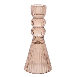 GLASS LIGHT BROWN CANDLEHOLDER 6.2X15CM.