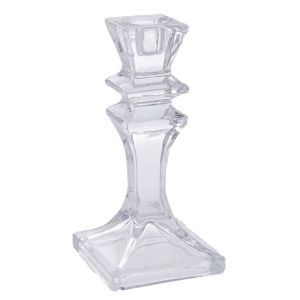 GLASS CANDLEHOLDER 7.7X7.7X15.5CM.