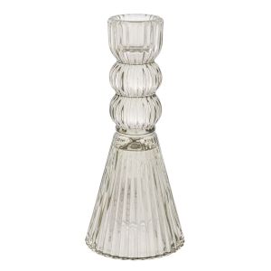 GLASS GREY CANDLEHOLDER 6.2X15CM.