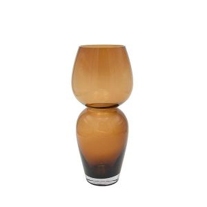 Glass vase brown 15x15x34cm
