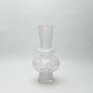 Glass vase with white details 15x15x29cm