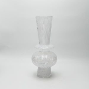 Glass vase with white details 15x15x34.5cm