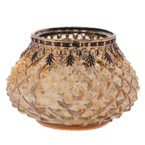 GLASS TEA CANDLE HOLDER IN VINTAGE STYLE IN GOLD COLOR 11.5X11.5X8 CM