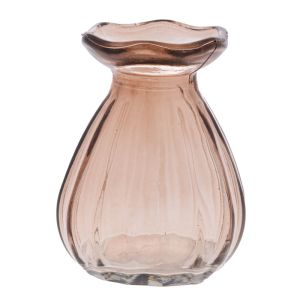 LIGHT BROWN GLASS VASE 6.7X8.7CM.