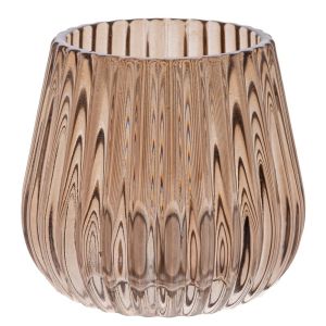 LIGHT BROWN GLASS SMALL VASE 8.1X7.4CM.