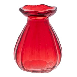 RED GLASS VASE 6.7X8.7CM.