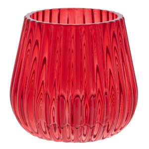 GLASS RED SMALL VASE 8.1X7.4CM.