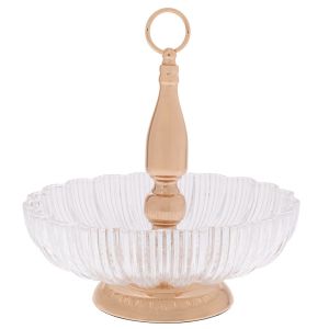 СТЪКЛЕНА ЧИНИЯ НА ЗЛАТИСТА МЕТАЛНА ОСНОВА 30X30X32,5 СМ