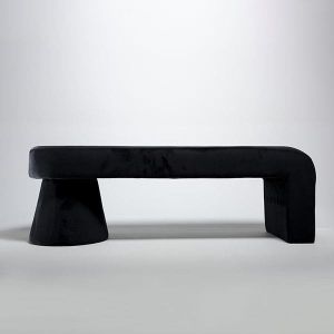 Табуретка от кадифе, черна, 138x40x45см