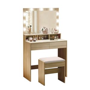 Тоалетка Lucy с табуретка, абажур Sonoma, Led огледало и Usb порт