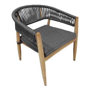 Dining chair Liston Hm6646 aluminum-olefin fabric with bamboo look and rope in charcoal color 58x63x78cm