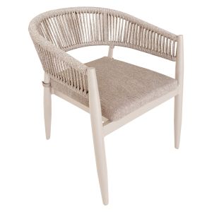 Dining chair Liston Hm6646.04 aluminum-olefin fabric-rope-champagne color 58x63x78cm