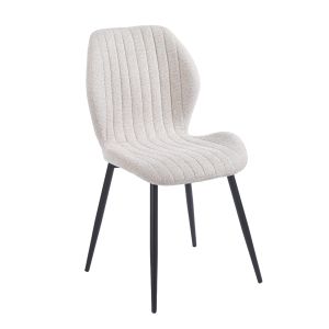 Tango dining chair, black painted metal, beige fabric