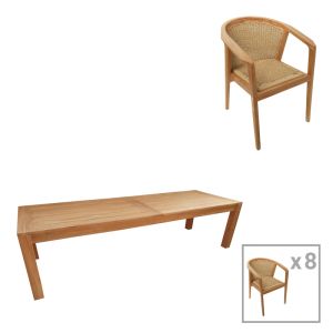 Трапезна маса Granny-pablo комплект от 9 части в естествено бежов цвят 240x100x76см