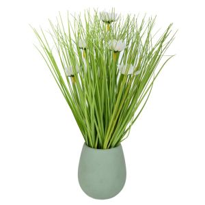 GRASS IN WHITE CERAMIC POT 10X9X31 CM