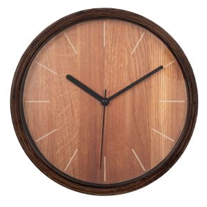 DARK BROWN PLASTIC WALL CLOCK 22 CM WITH