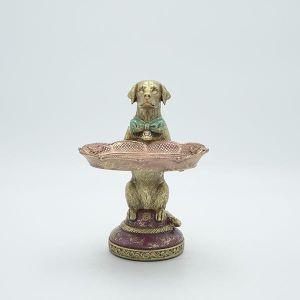Figure dog with tray made of polyresin gold - blue 14.5x16x20.5cm