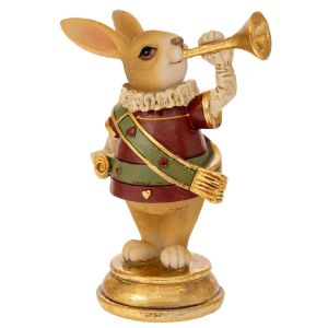 POLYRESIN RABBIT FIGURINE PLAYING A TRUMPET 10.5X7X14CM