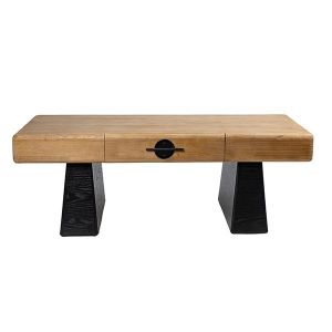 Холна маса Mdf - металик черен - натурален цвят 120x60x42см