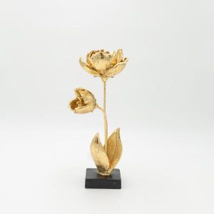 Polyresin flowers gold - black 10.5x10.5x27.5cm