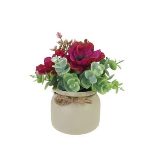 Fuchsia flowers, poppy flowers and eucalyptus - h19 cm 6/12 box