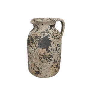 Cement vase beige-brown jug antique - 22.5x19.5x30.5cm 2/2box