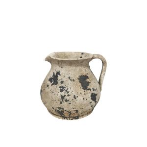 Cement vase beige-black jug antique - 21.5x20.5x18cm 4/4box