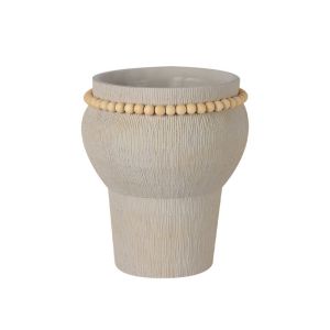 Cement vase in beige color with beads Φ21x24cm - 1/4kib