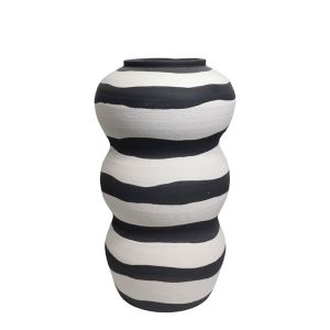 Cement vase black and white curved paradise - 20x21x38.5 cm 2/2 box