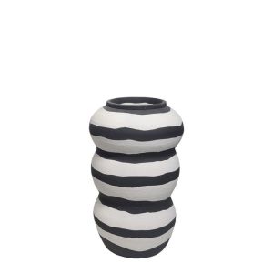 Cement vase black and white curved paradise - Φ17x29.5cm 4/4kib