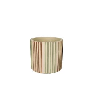 Циментова саксия бежова с вертикални линии синя/червена - Φ14x13см 12/12кутия