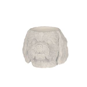 Циментова саксия с бяла кучешка глава - 20,5x19x16см 1/6 кутия