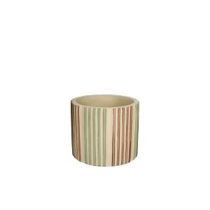 Циментова саксия, бежова, вертикални линии, зелено/червено - Φ12.5x11см 18/18kib