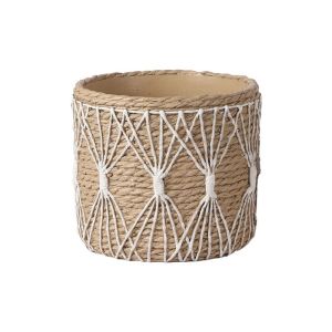 Циментова саксия, бежова, кръгла, плетена Φ24.5x21.5см - 1/4kib