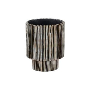 Циментова саксия, бежово-черна, кръгла и дъно Φ17.5x22см - 1/4kib