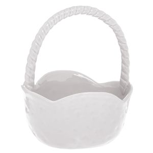 RED CERAMIC BASKET WITH HANDLE 14.5X13X18CM