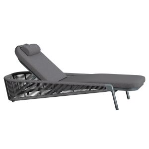 Chaise longue Xantion Hm6475.01 aluminum-rope-olefin fabric in dark gray 75x210x92cm.